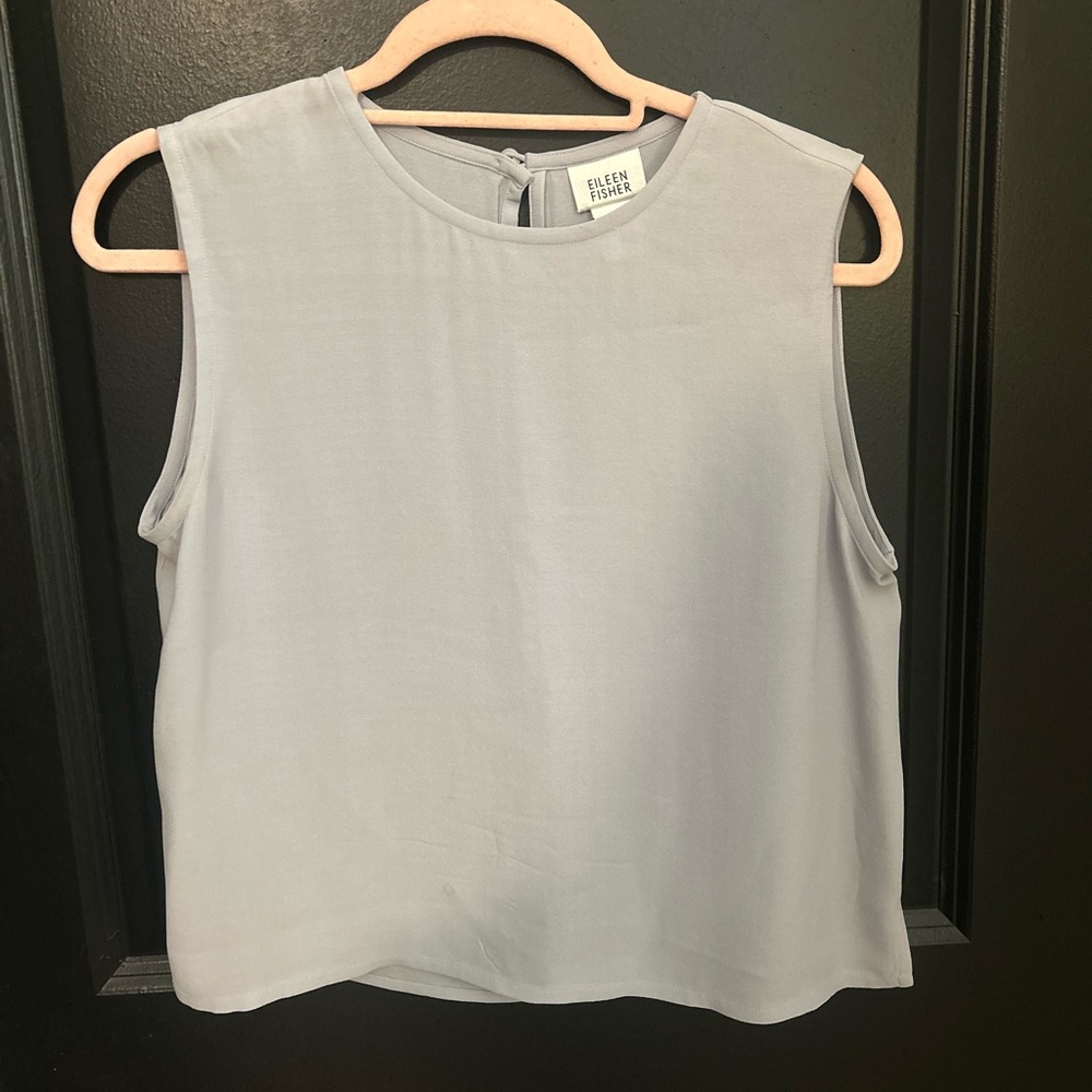 Eileen Fisher 100% Silk Women's Periwinkle Sleeveless Blouse